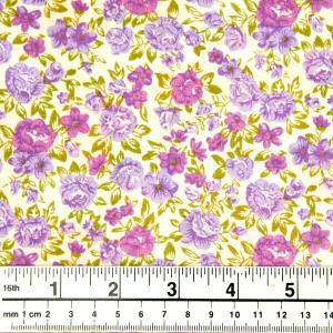 Printed Cotton Voile Fabric, Purple Flowers- Width 140cm