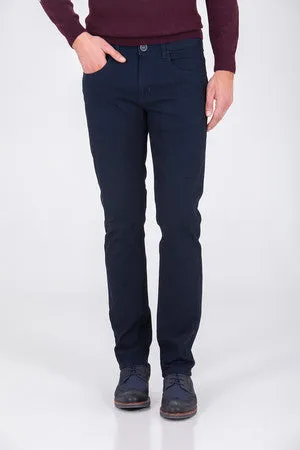 Regular Fit 5 Pocket Low Waist Cotton Navy Casual Pants