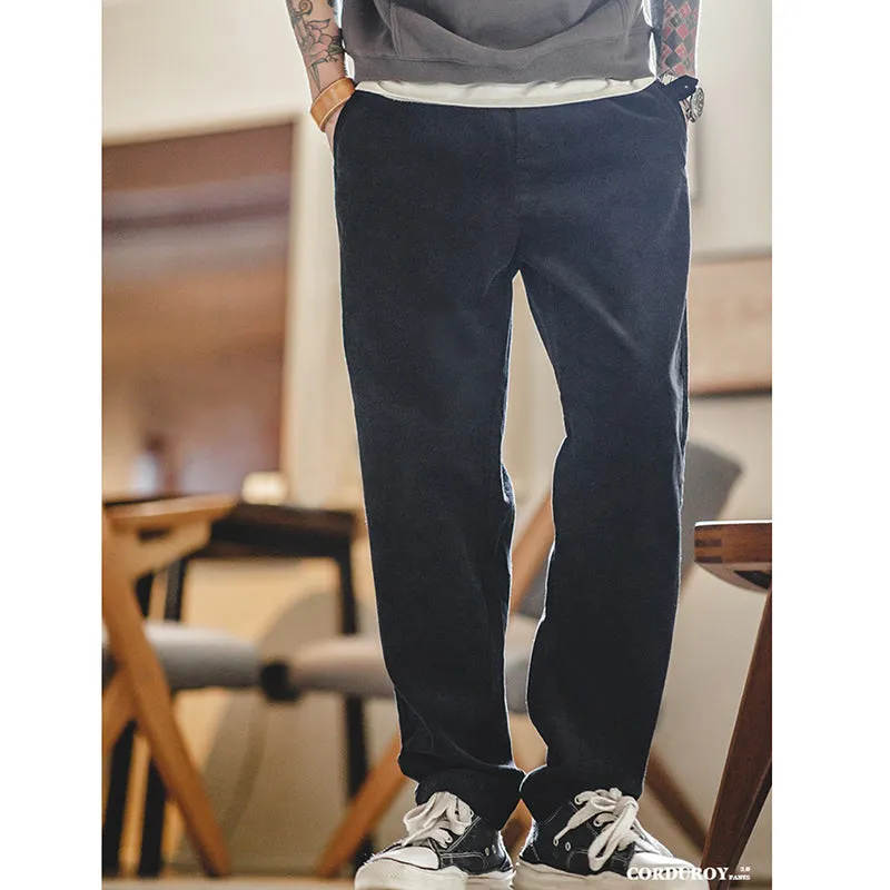 Retro Autumn Corduroy Elastic Waist Casual Pants