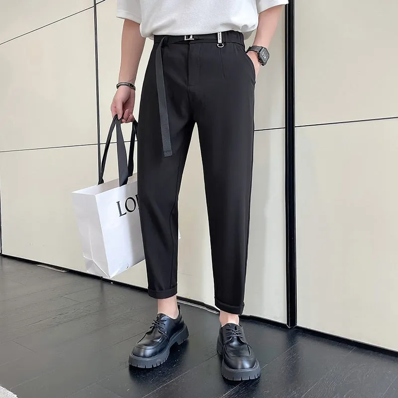 Solid Thin Drape Casual Pants