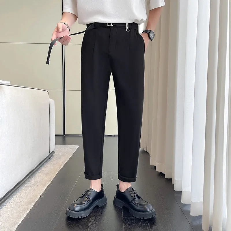 Solid Thin Drape Casual Pants