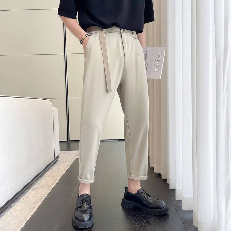 Solid Thin Drape Casual Pants