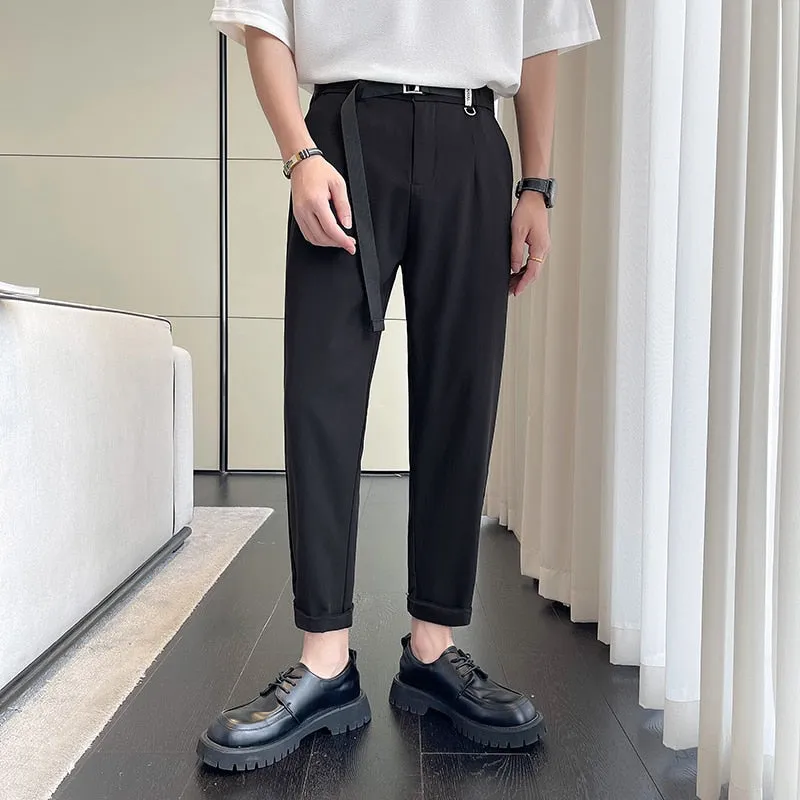 Solid Thin Drape Casual Pants