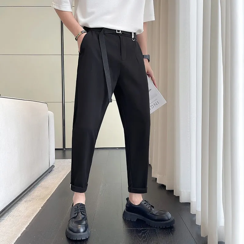 Solid Thin Drape Casual Pants