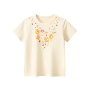 Toddler/Kid Girl's Short Sleeve Floral Design T-shirt for Summer