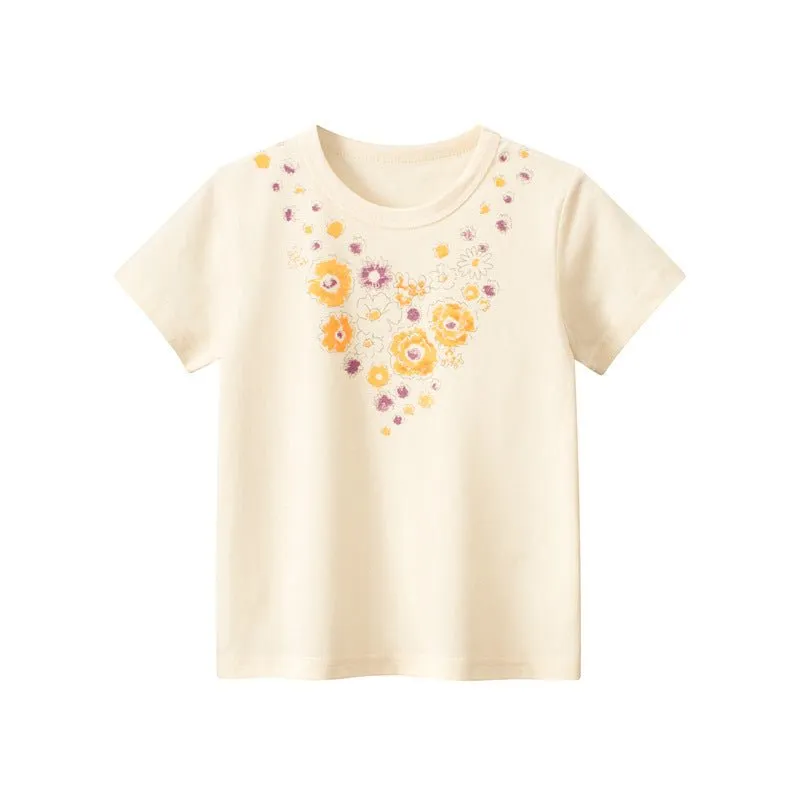 Toddler/Kid Girl's Short Sleeve Floral Design T-shirt for Summer