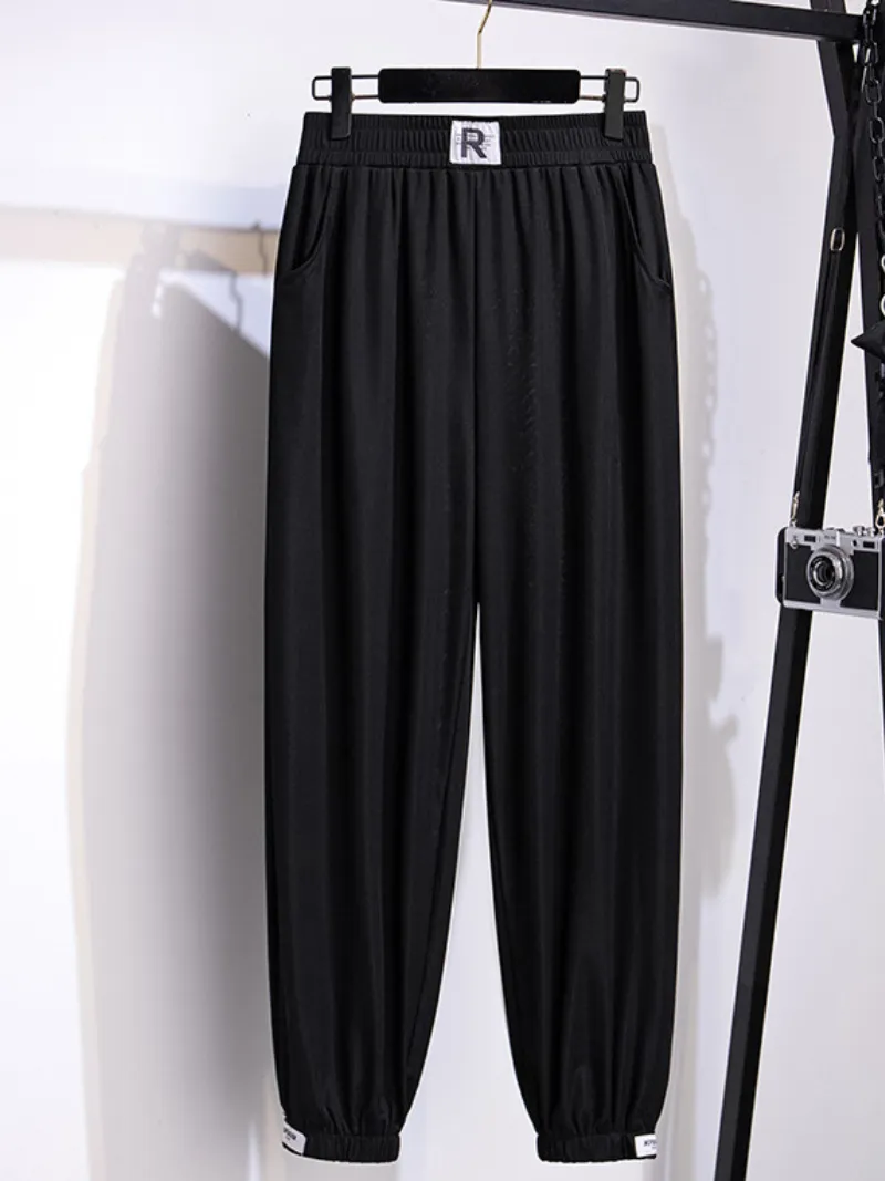 women's ice silk loose large size leggings trouser pants