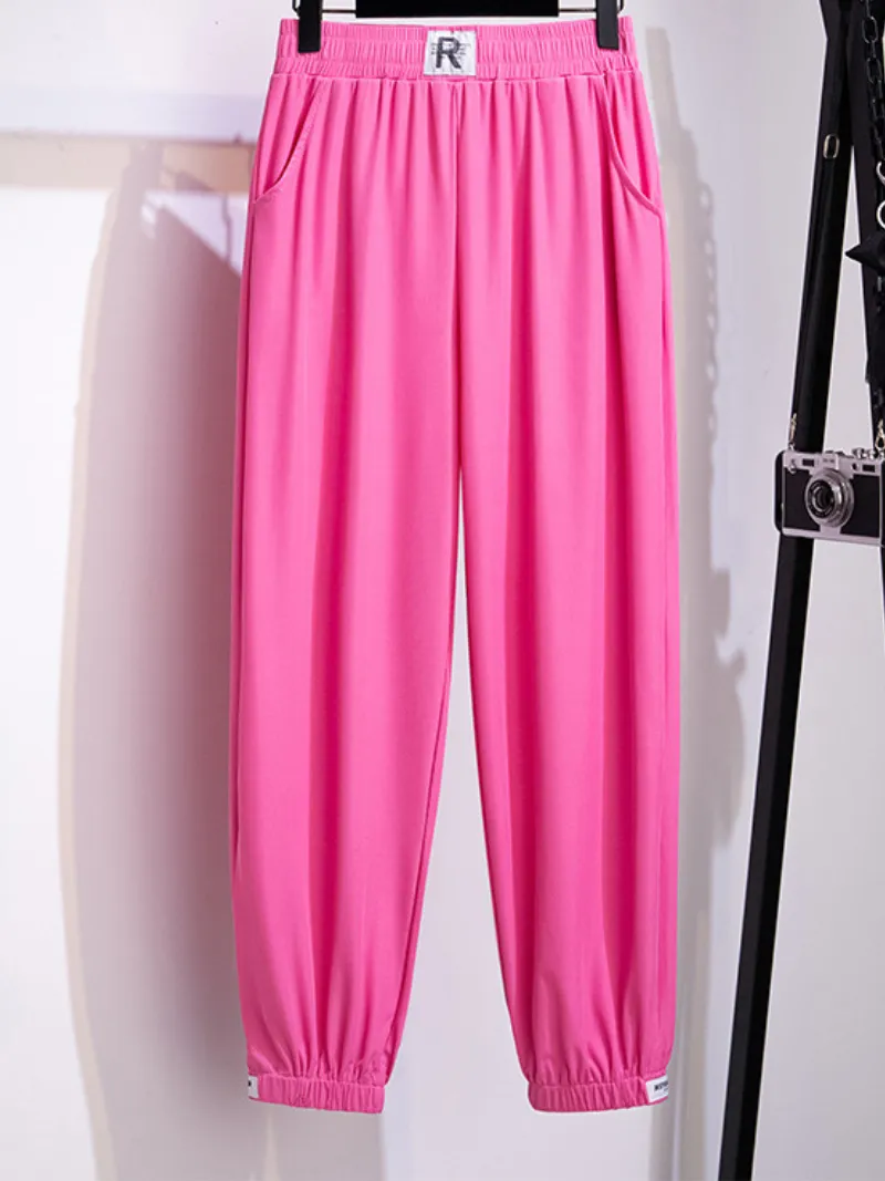 women's ice silk loose large size leggings trouser pants