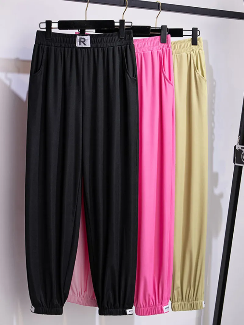 women's ice silk loose large size leggings trouser pants